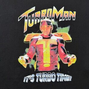Hanes Turbo Man Jingle All the Way Mens L Black Graphic Tee Its Turbo Time Movie